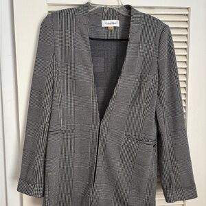 Calvin Klein Women's Gray Plaid Blazer
